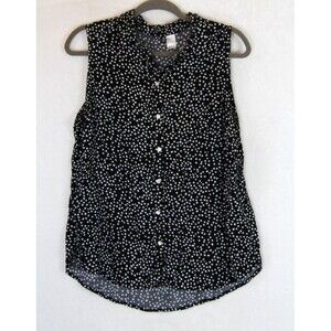 H&M Divided Black and White Women's Sleeveless Button Up Shirt Whimsygoth Boho